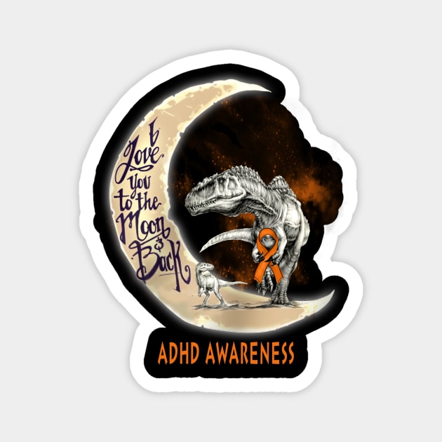 ADHD dinosaur moon Magnet by TeesCircle