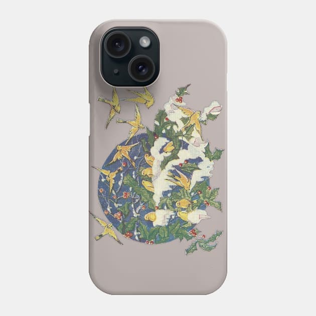 Snowbirds, Holly, and Snow - Christmas Phone Case by ButterflyInTheAttic