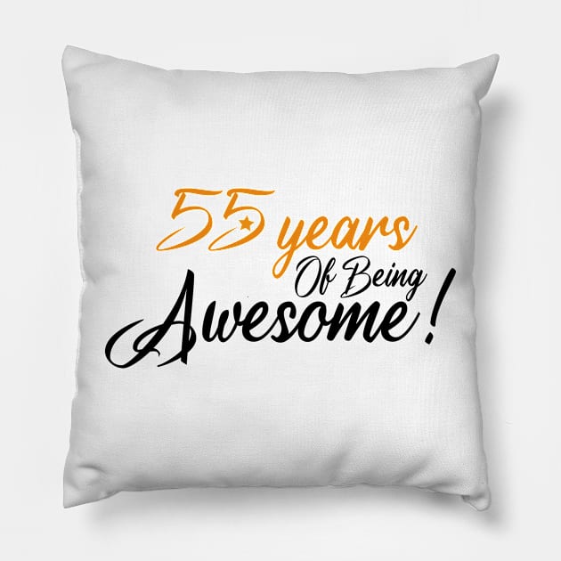 Celebration of 55th, 55 Years Of Being Awesome Pillow by Allesbouad