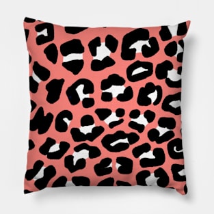 Leopard Print Pattern in Coral and Black Pillow