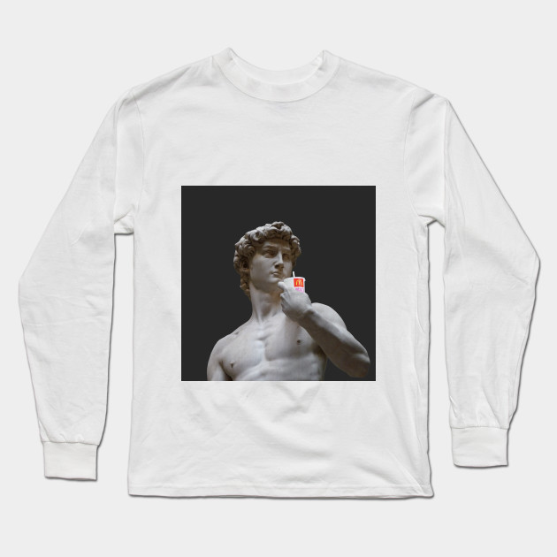 Minimalist Aesthetic Statue Of David In Black Long Sleeve T