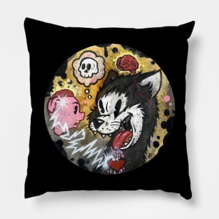 Psychedelic Cat  A Vintage Creepy  Rubber Hose cartoon Graphic. Pillow