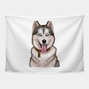 Cute Siberian Husky Drawing Tapestry