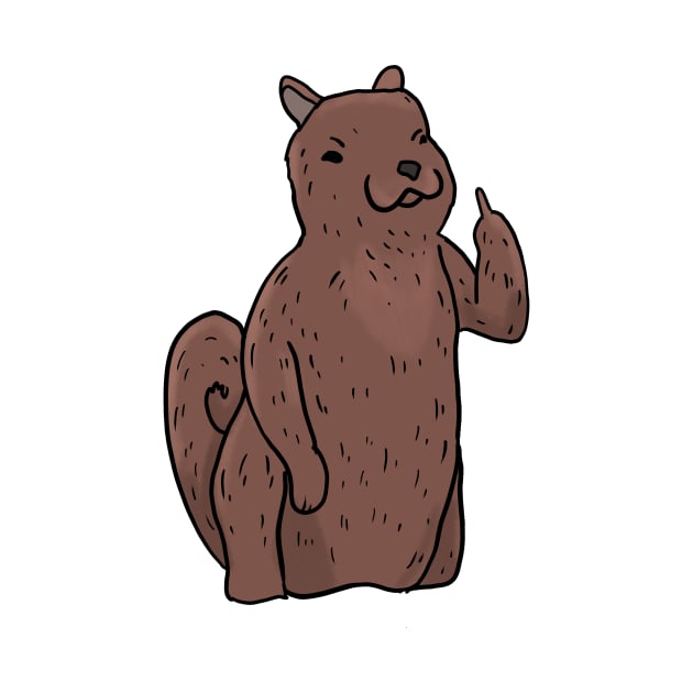 Grumpy Squirrel Holding Middle finger funny gift by Mesyo