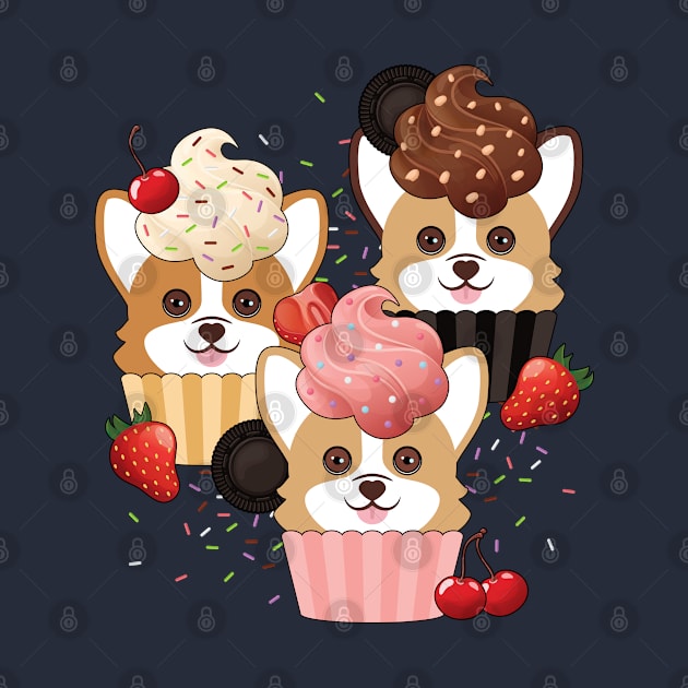 Corgi Cupcakes and Sprinkles by MaplewoodMerch