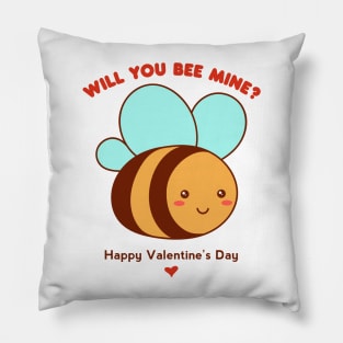 Will You Be Mine Cute Bee Pun Valentine's Day Pillow