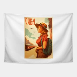 Cuba Woman Vintage Travel Art Poster Tapestry