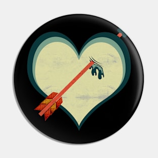 Grunge retro arrow through heart art Pin