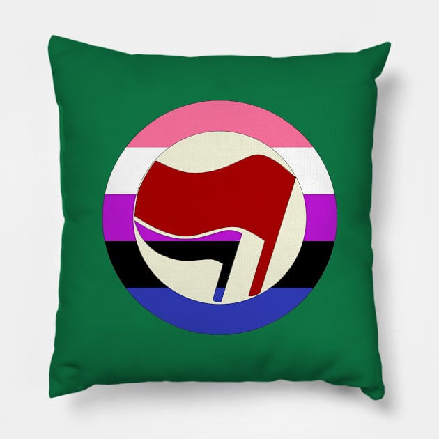 Genderfluid Antifascist Action Pillow by dikleyt