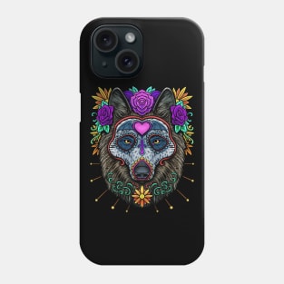 Sugar Skull Wolf Day of The Dead Dia De Los Muertos Halloween Phone Case