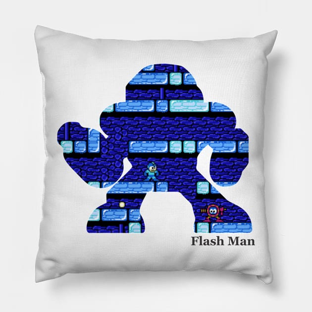 Flash Man Silhouette - Mega Man 2 Pillow by Desperado902