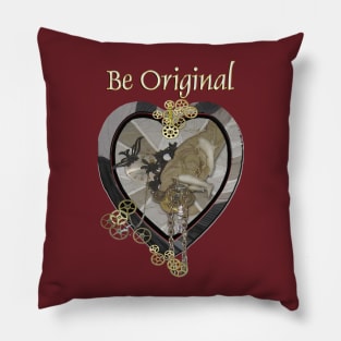 Steampunk-Clock Gears on Leather Pillow