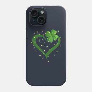 Green Heart Design with Golden Sparks Phone Case