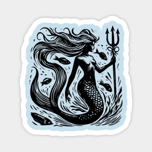 Woodcut Mermaid Magnet