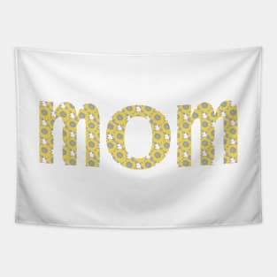 Floral Art Typography Mom Yellow Tapestry