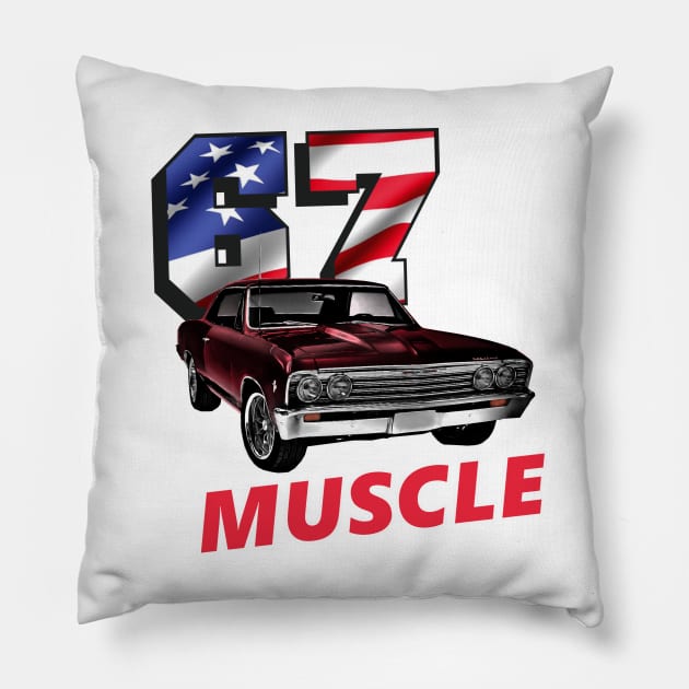 67 Muscle Maroon Variant Pillow by RowdyPop