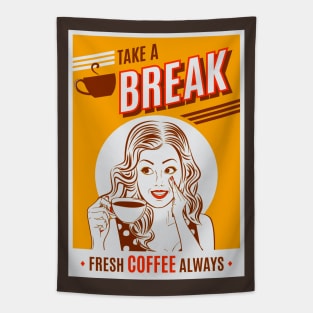 Retro Coffee Ad Tapestry