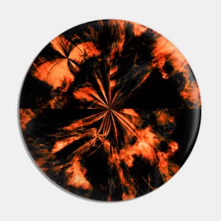 Black and Orange Fire Tie Dye Splash Abstract Artwork Pin