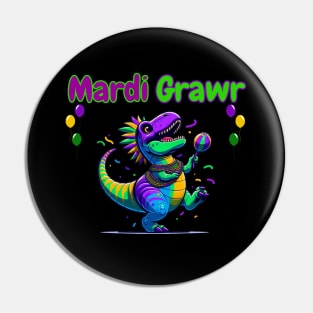 Funny Mardi Gras Dinosaur Lover Mardi Gras Party Pin