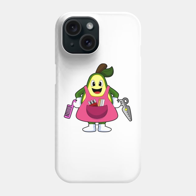 Avocado as Hairdresser with Scissors & Comb Phone Case by Markus Schnabel