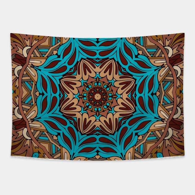 Colorful Oriental Rug Mandala Boho Pattern Tapestry by jodotodesign