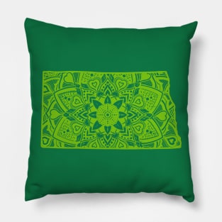 Green North Dakota State Gift Mandala Yoga ND Art Pillow