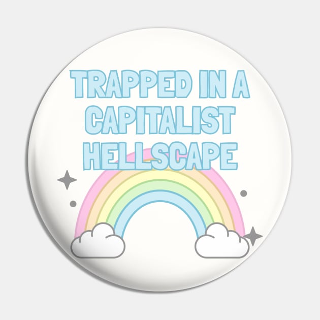 Trapped In A Capitalist Hellscape - Anti Capitalism Pin by Football from the Left