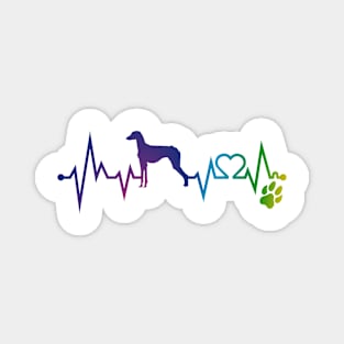 Sloughi  Colorful Heartbeat, Heart & Dog Paw Magnet