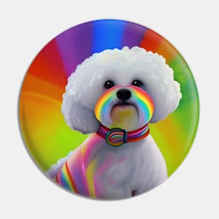 Bichon Frise Dog Rainbow Painting Pin