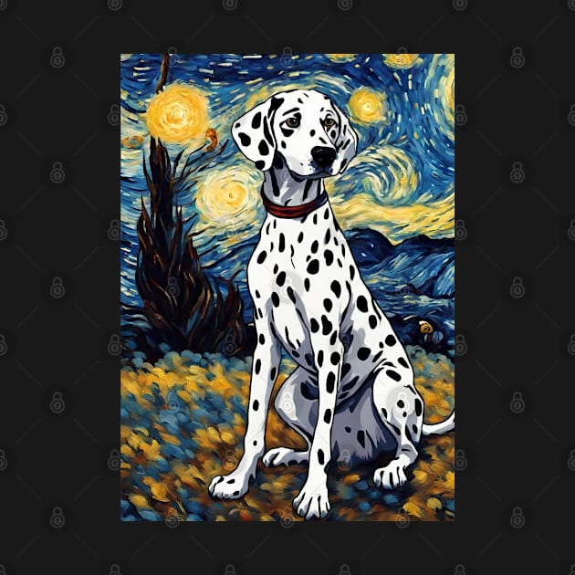 Dalmatian Dog Breed Painting in a Van Gogh Starry Night Art Style by Art-Jiyuu