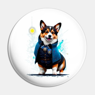 Whimsical Corgi in Magical School Uniform Pin