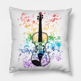 Violin Rainbow Colours Violinist String Player Orchestra Musician Pillow