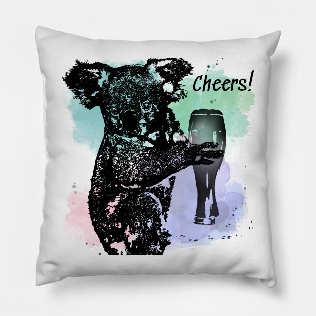 Cheers! Koala bear with a beer Pillow by Bailamor