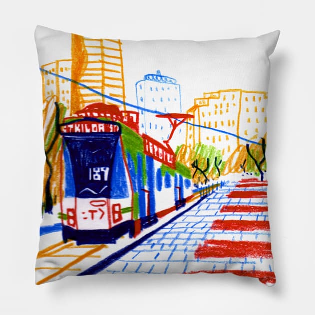 Metro line Pillow by MARKDONNELLYILLUSTRATION