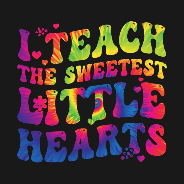 I Teach The Sweetest Hearts Groovy Tie Dye Valentines Day by MARBBELT