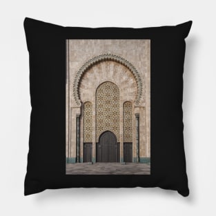 Ornate exterior moroccan brass door Pillow
