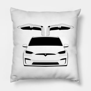 Tesla Model X Grill Black Outline Pillow