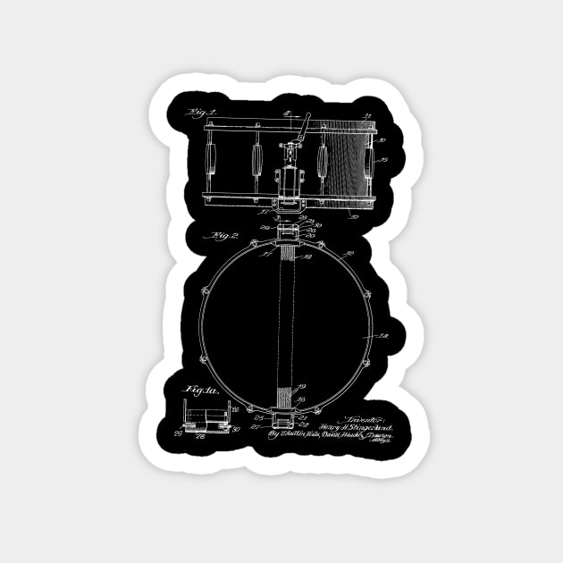 snare drum Vintage Patent Hand Drawing Magnet by TheYoungDesigns