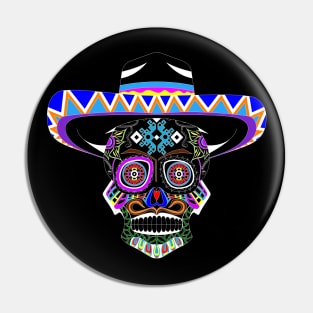 mariachi in sombrero vaquero skull ecopop Pin