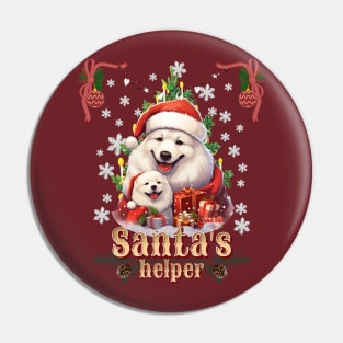 Santa's Helper, Samoyed dog Pin