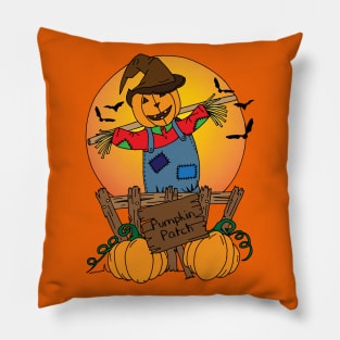 Halloween Scarecrow and Pumpkins Pillow