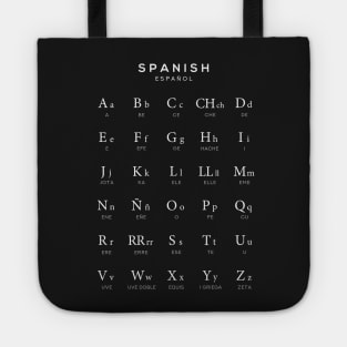 Spanish Alphabet Chart, Espanol Language Chart, Black Tote