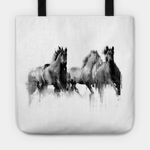 Horses Artistic Black And White Wall Tapestries Painting