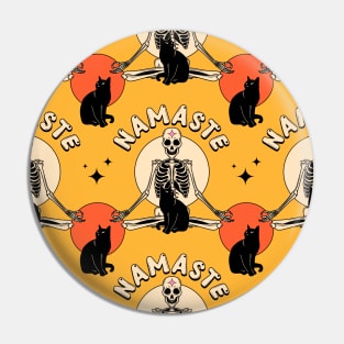 Yoga Namaste Black Cat Pattern in yellow Pin