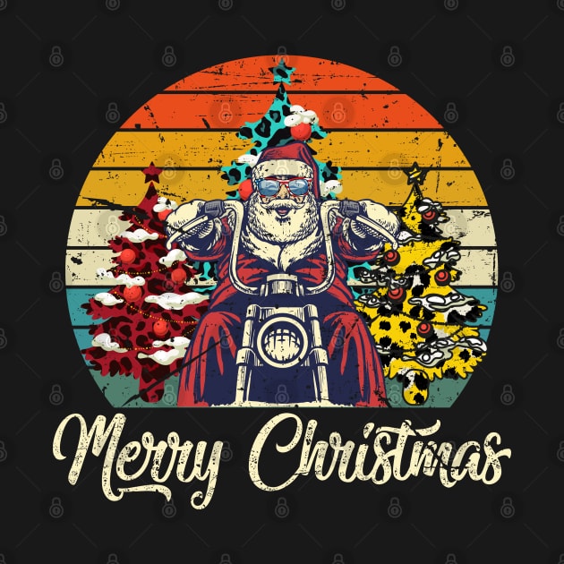 Santa Moto Christmas Vintage Gift by UranusArts