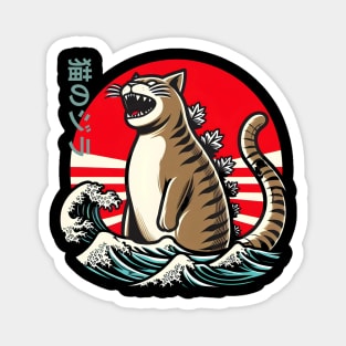 Catzilla Cat Japanese Art Funny Cat Magnet