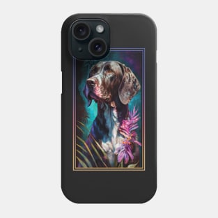 German Shorthair Pointer Dog Vibrant Tropical Flower Tall Digital Oil Painting Portrait 2 Phone Case