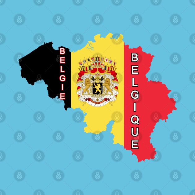 Belgium map & flag by Travellers