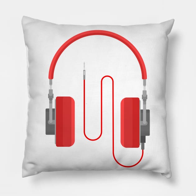 Red headphones Pillow by Mihahanya