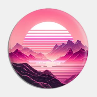 Vaporwave Mountain Vibe Pin